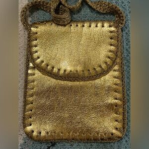 Magid Hand Made in Italy Vintage Gold Leather Women's Crossbody